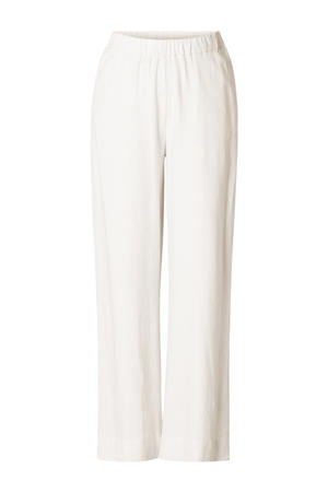 regular high waist casual broek met linnen wit