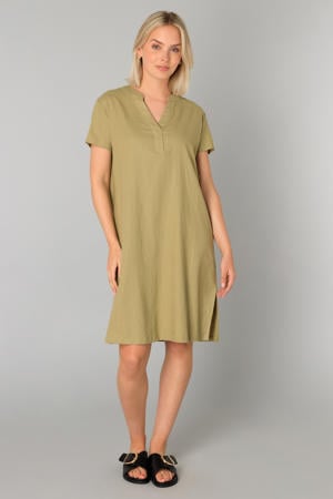 jurk met linnen groen
