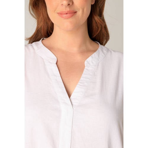Base Level Curvy jurk met linnen ecru afbeelding