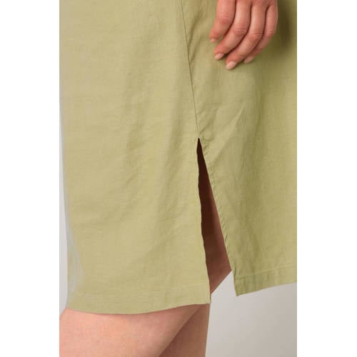 Base Level Curvy jurk met linnen groen afbeelding