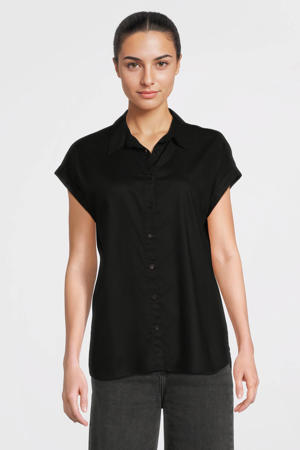 blouse met korte mouwen zwart