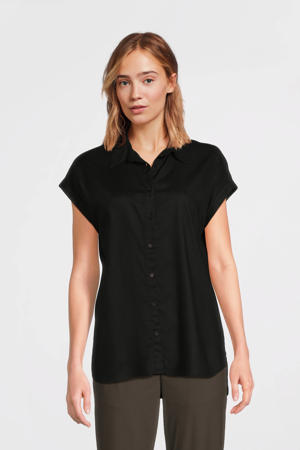 blouse met korte mouwen zwart