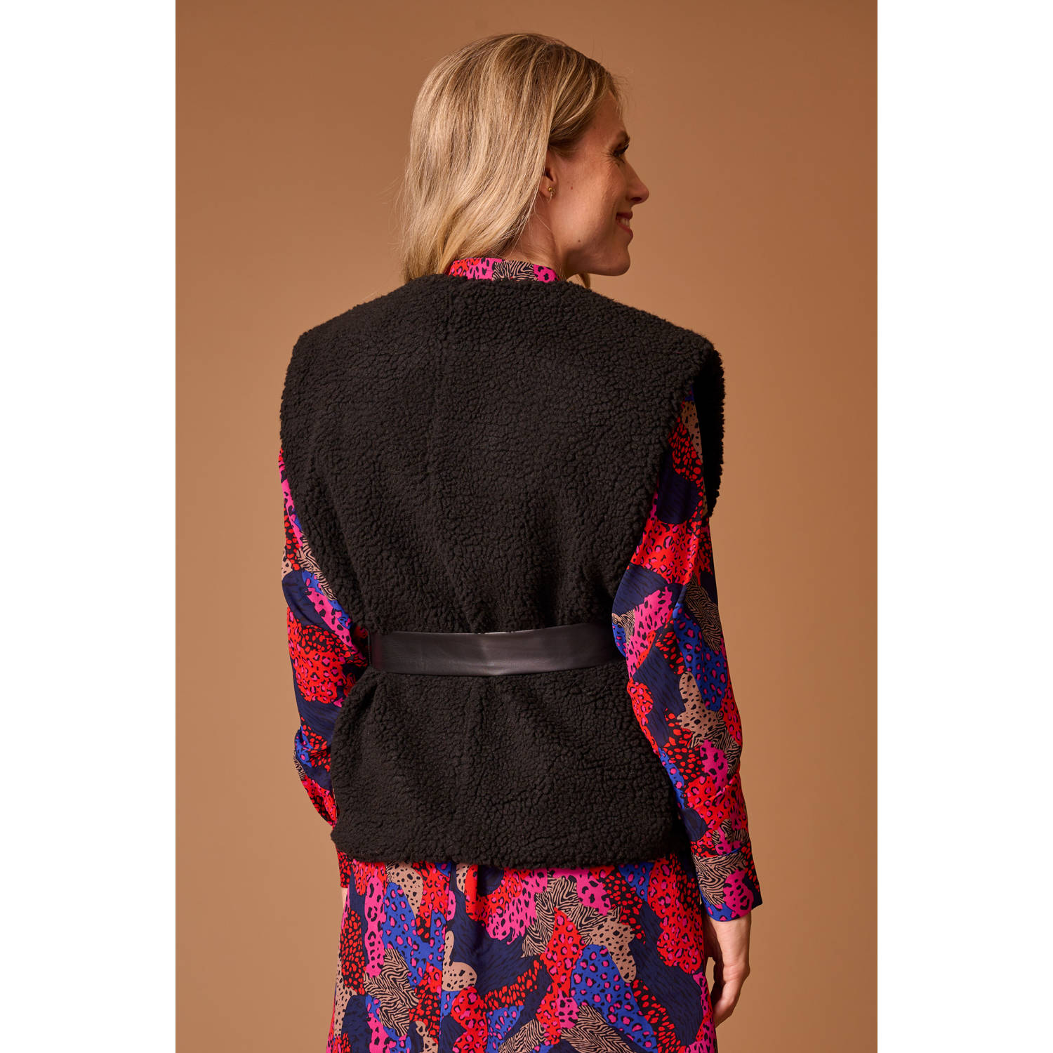 ILOSA teddy gilet zwart