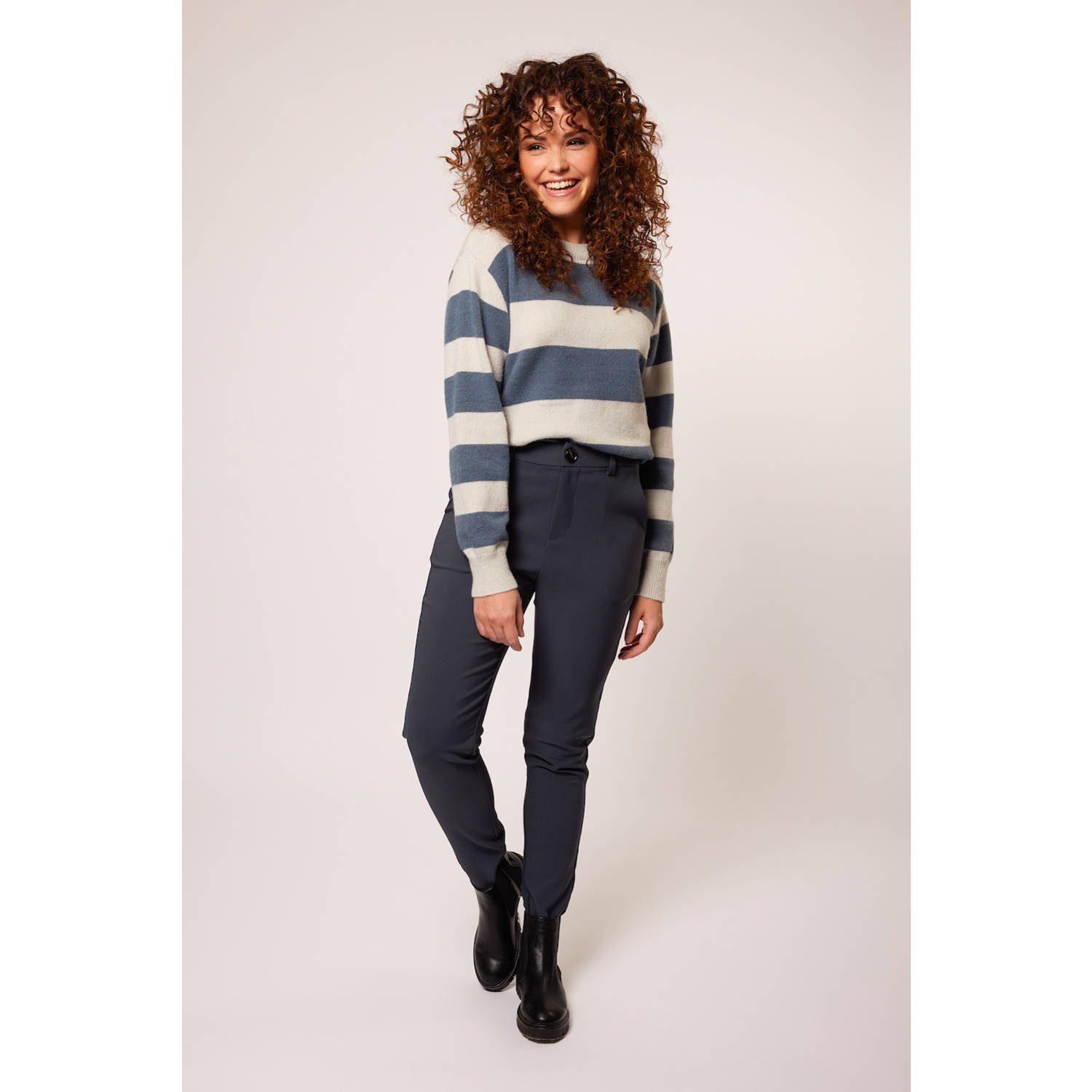 ILOSA tapered fit broek grijsblauw