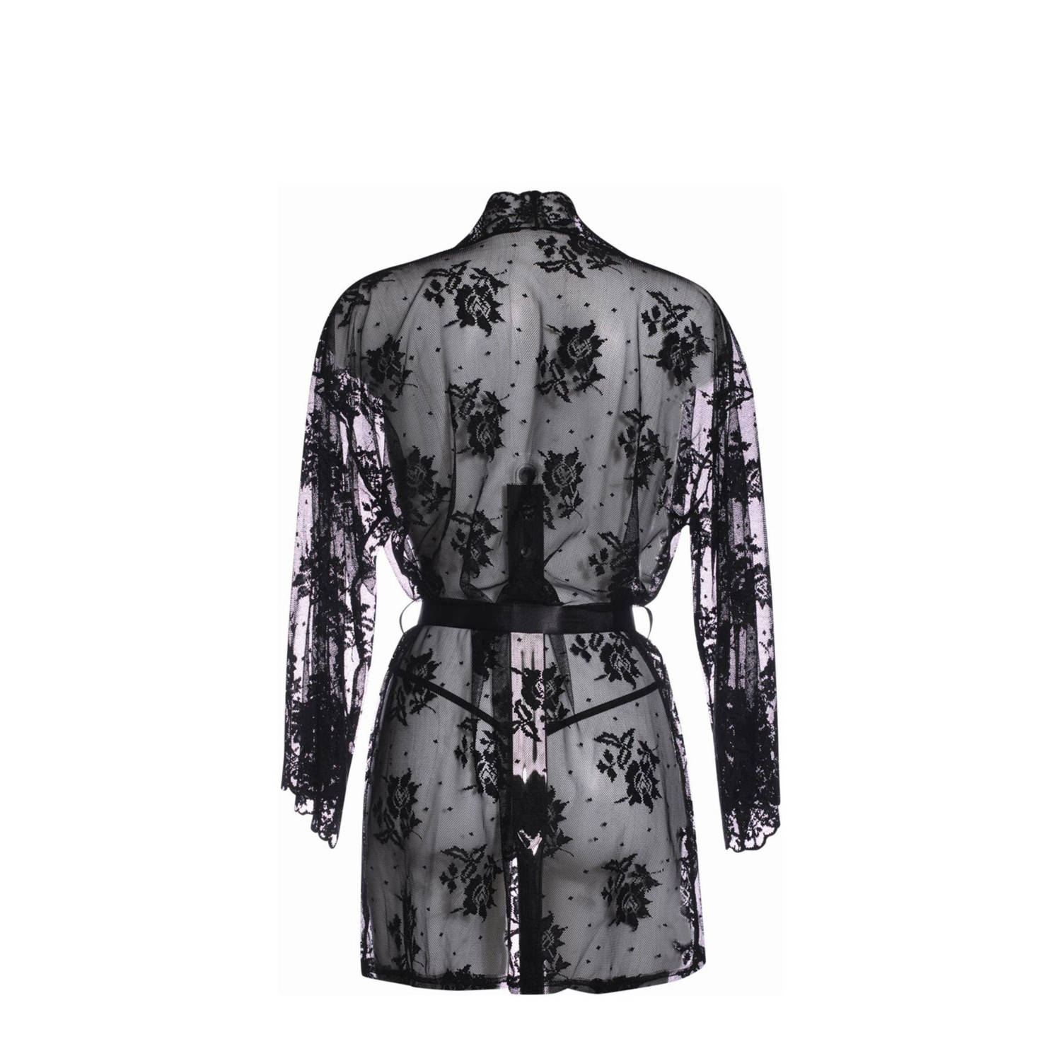 Christine le Duc kanten kimono Graceful met string zwart