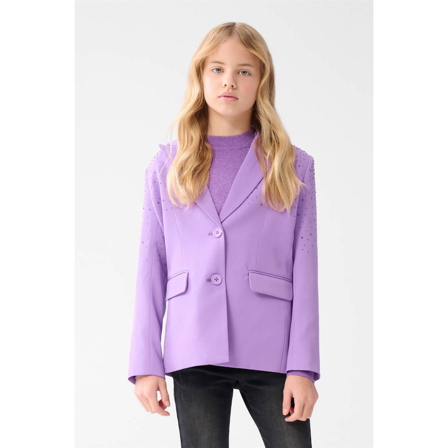Shoeby blazer met strass steentjs paars