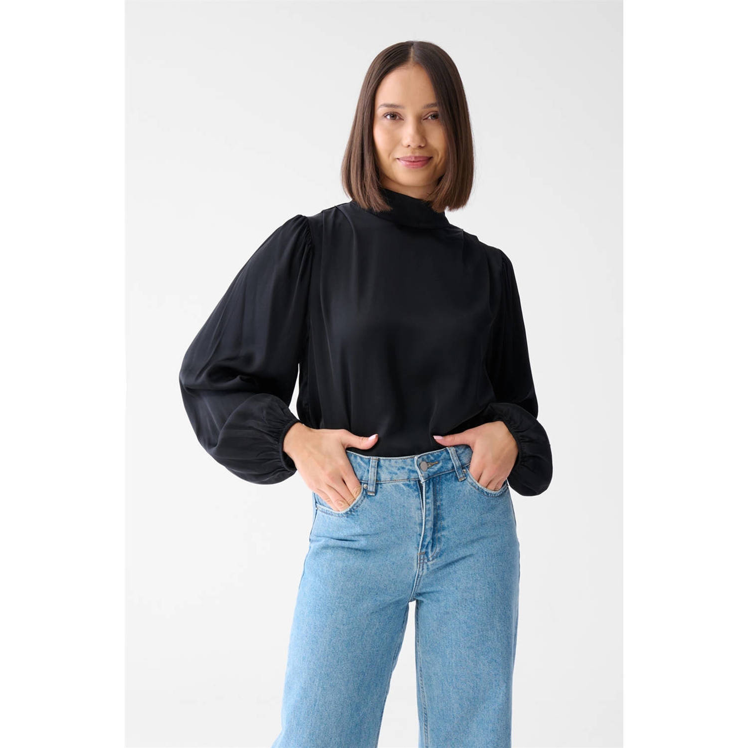 Shoeby satijnen top zwart