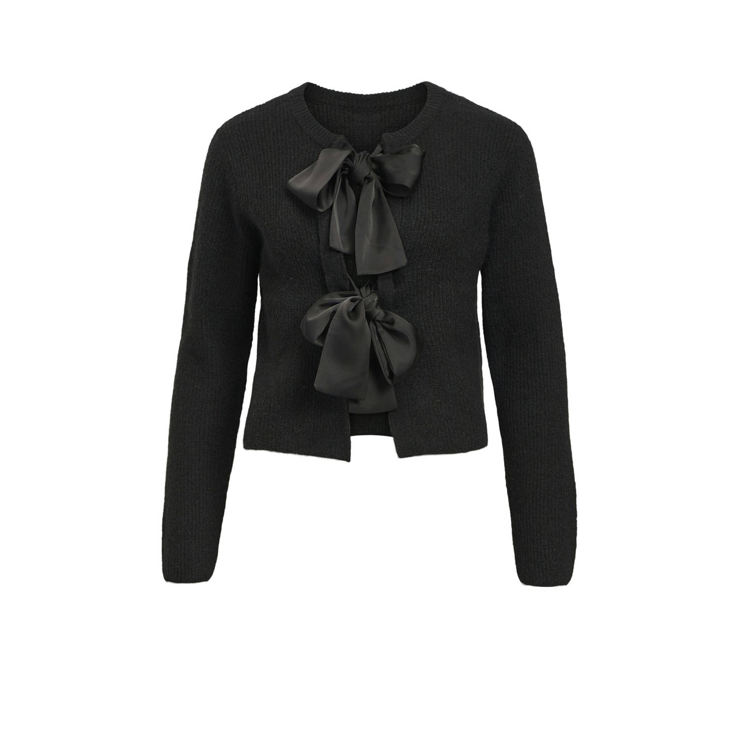 OBJECT Dames Truien & Vesten Objparvi Sateen Bow Knit Cardigan Zwart