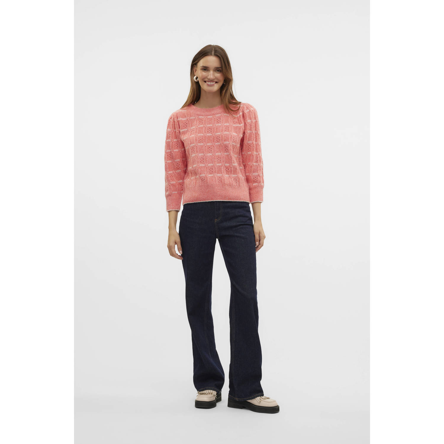 VERO MODA wollen gebreide trui roze
