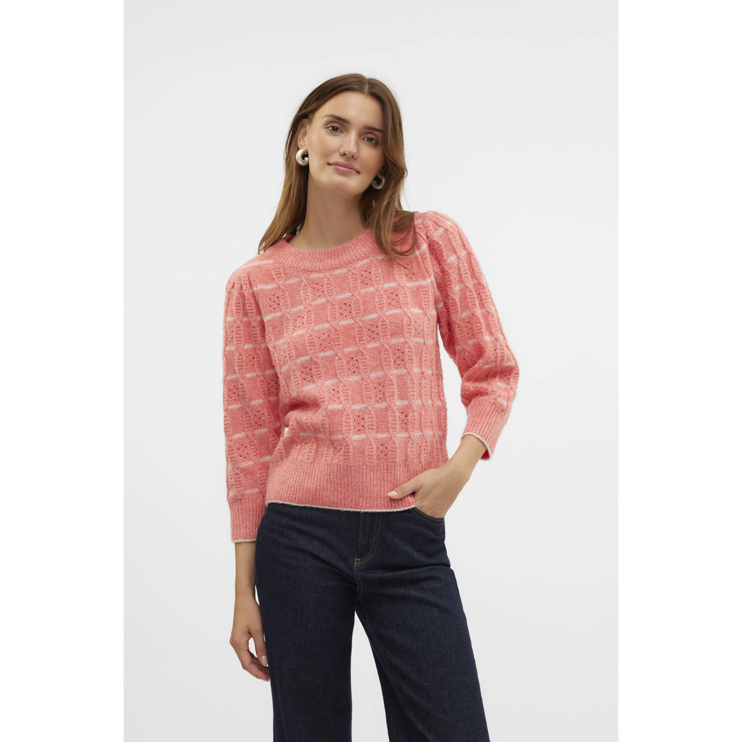 Vero Moda New Leonor 3 4 Crewneck Sweater Dames