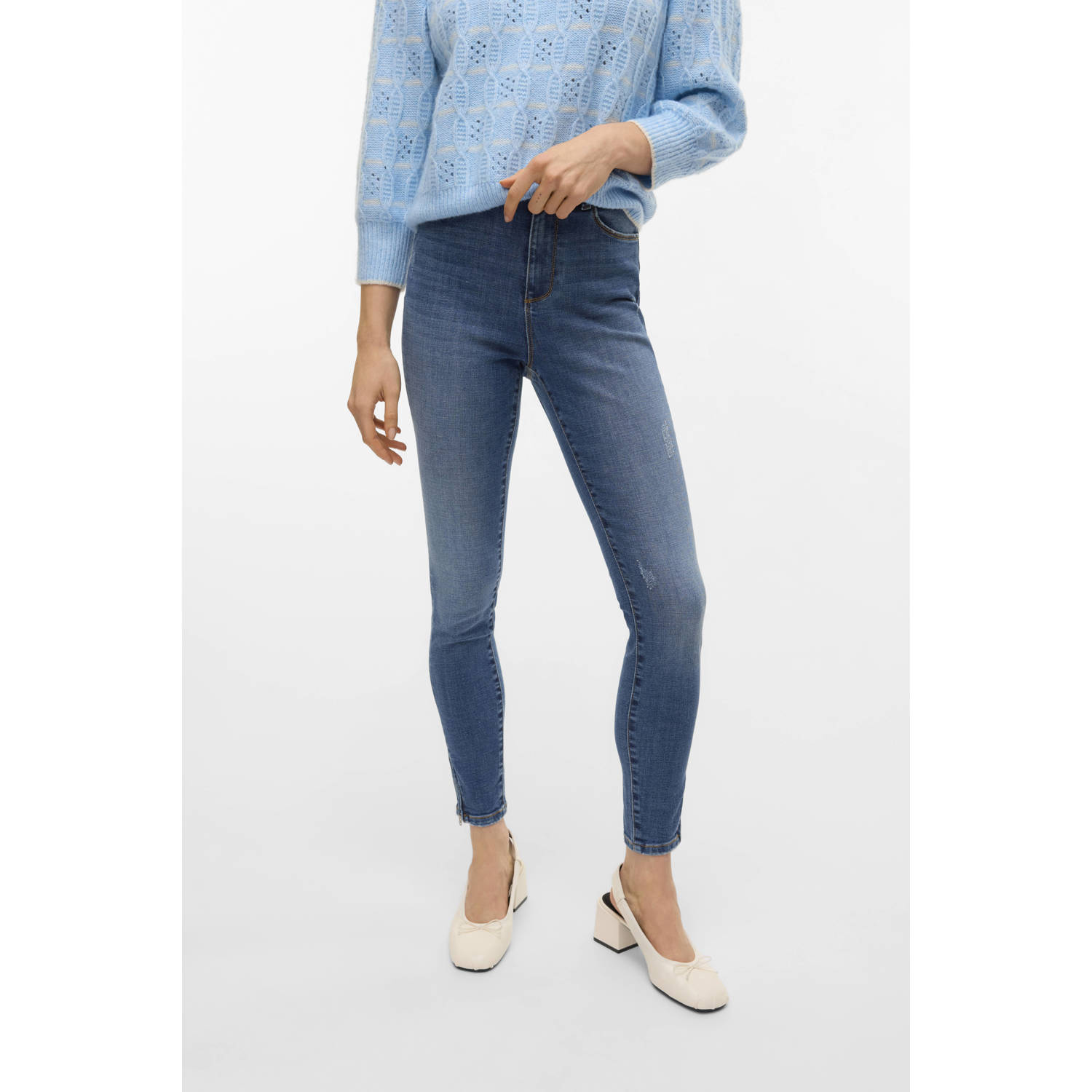 VERO MODA wollen gebreide trui lichtblauw