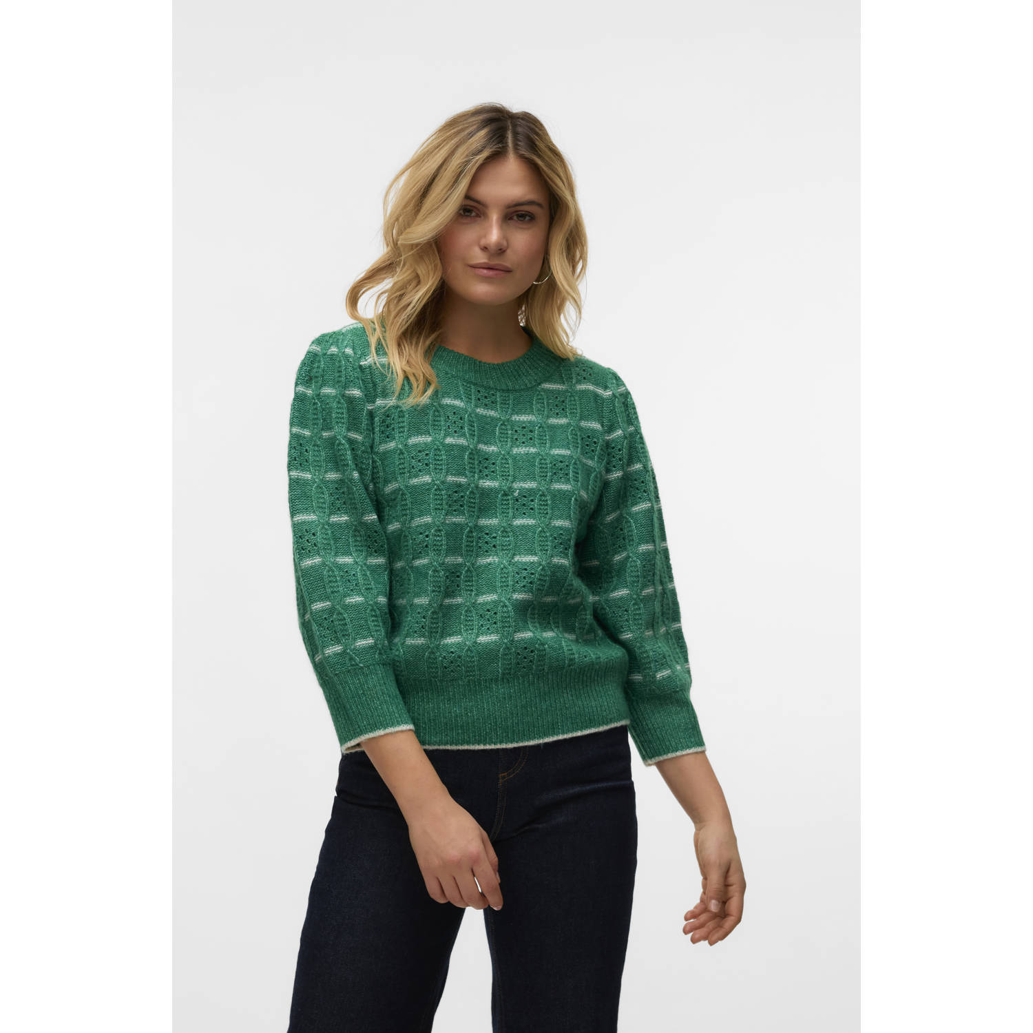 Vero Moda New Leonor 3 4 Crewneck Sweater Dames