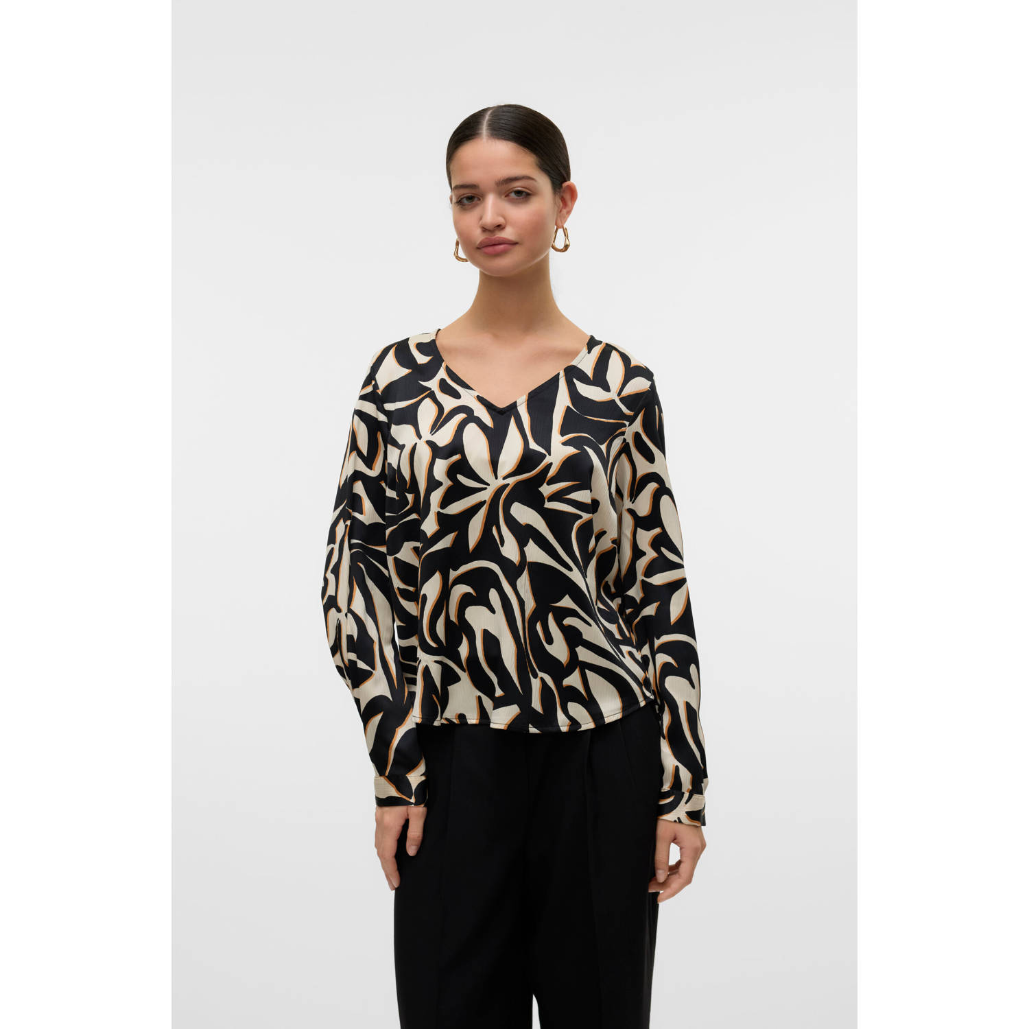 VERO MODA blouse VMVEGA met all over print zwart crème