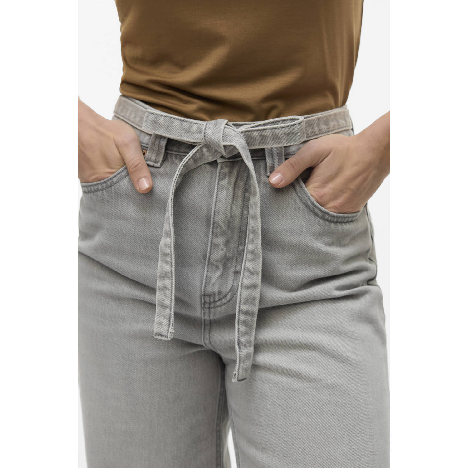 VERO MODA high waist wide leg jeans VMKATHY light grey denim
