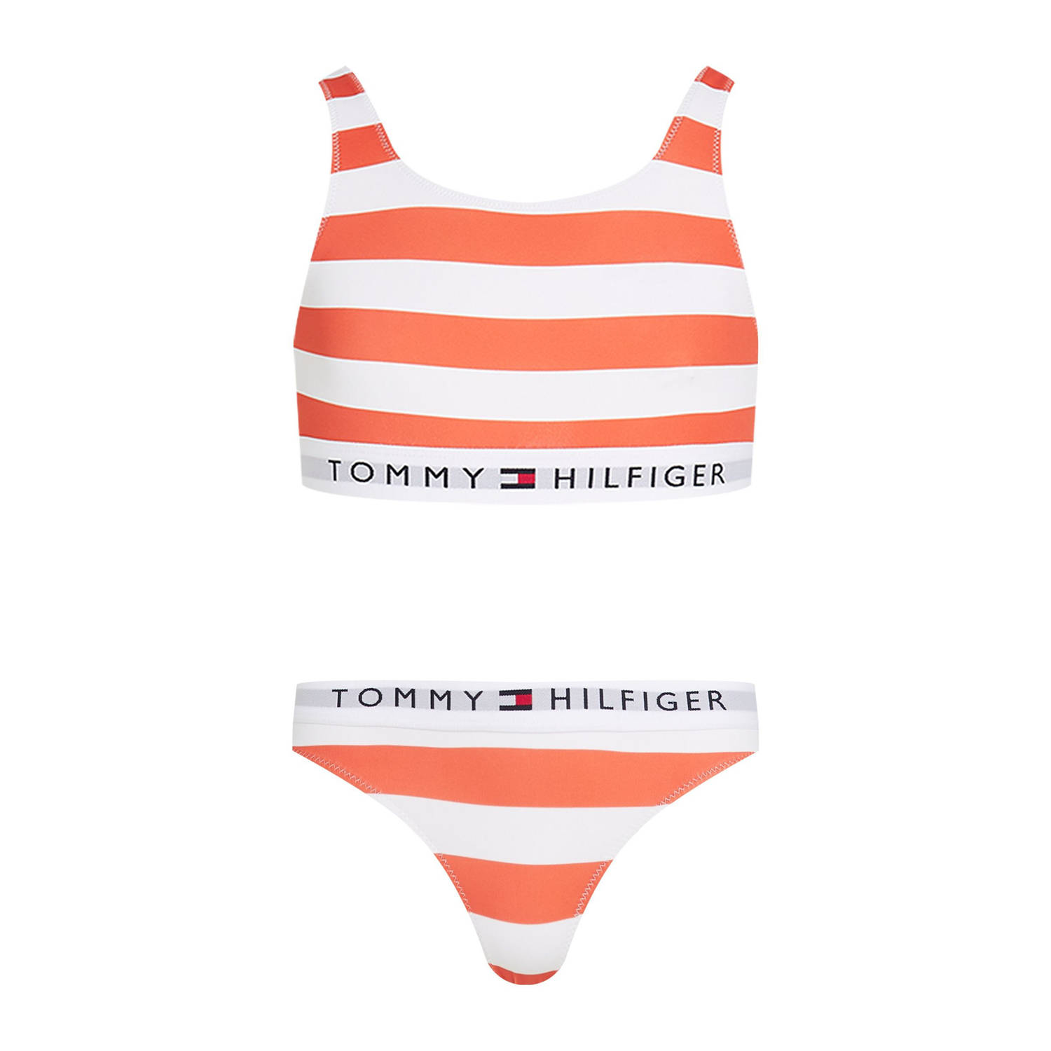 Tommy Hilfiger crop bikini oranje wit