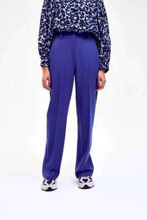 straight high waist pantalon blauw