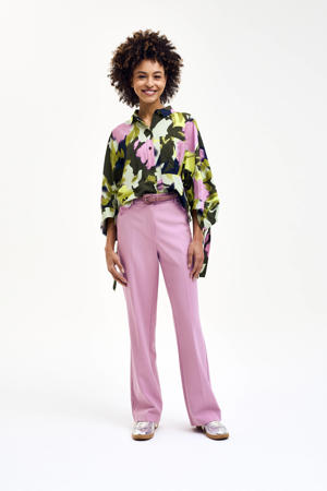 straight high waist pantalon roze