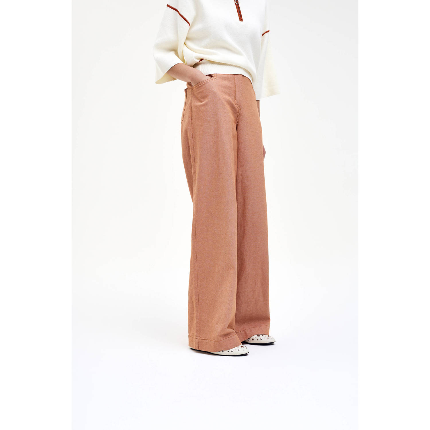 CKS wide leg high waist casual broek oranje