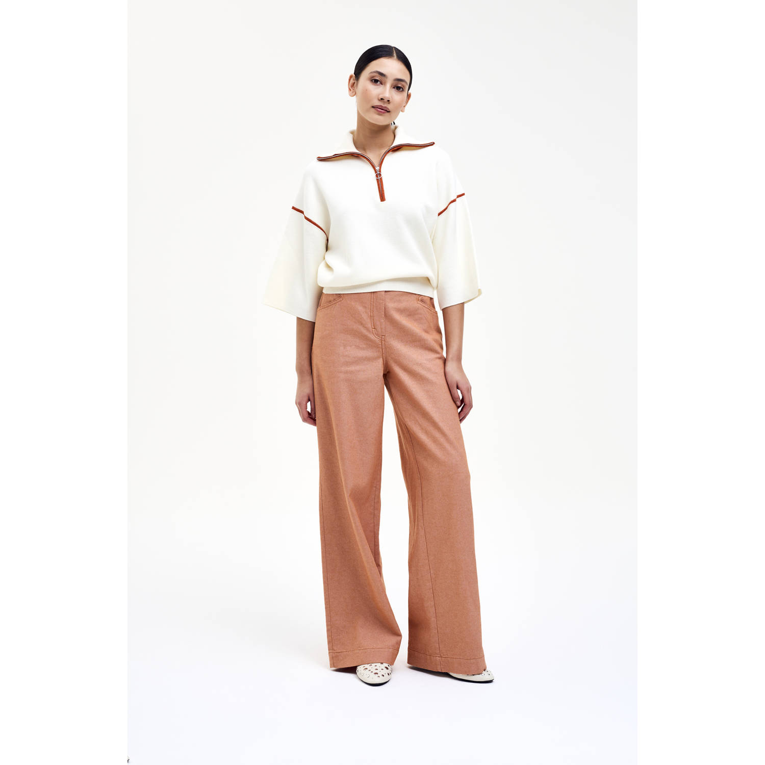CKS wide leg high waist casual broek oranje
