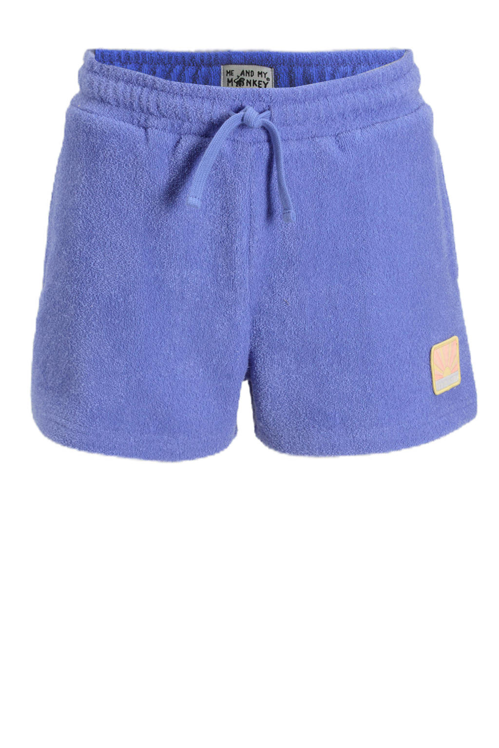Paarse meisjes Me & My Monkey short van badstof van katoen met elastische tailleband met koord en logo dessin