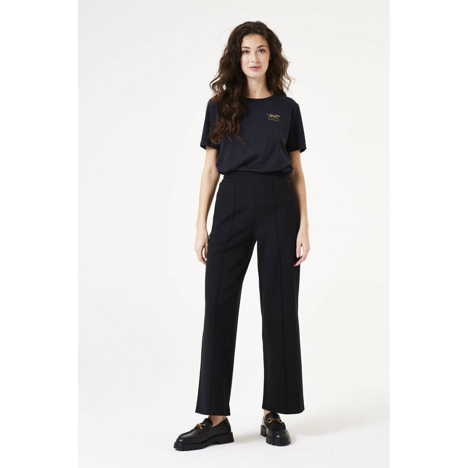Garcia regular waist casual broek zwart