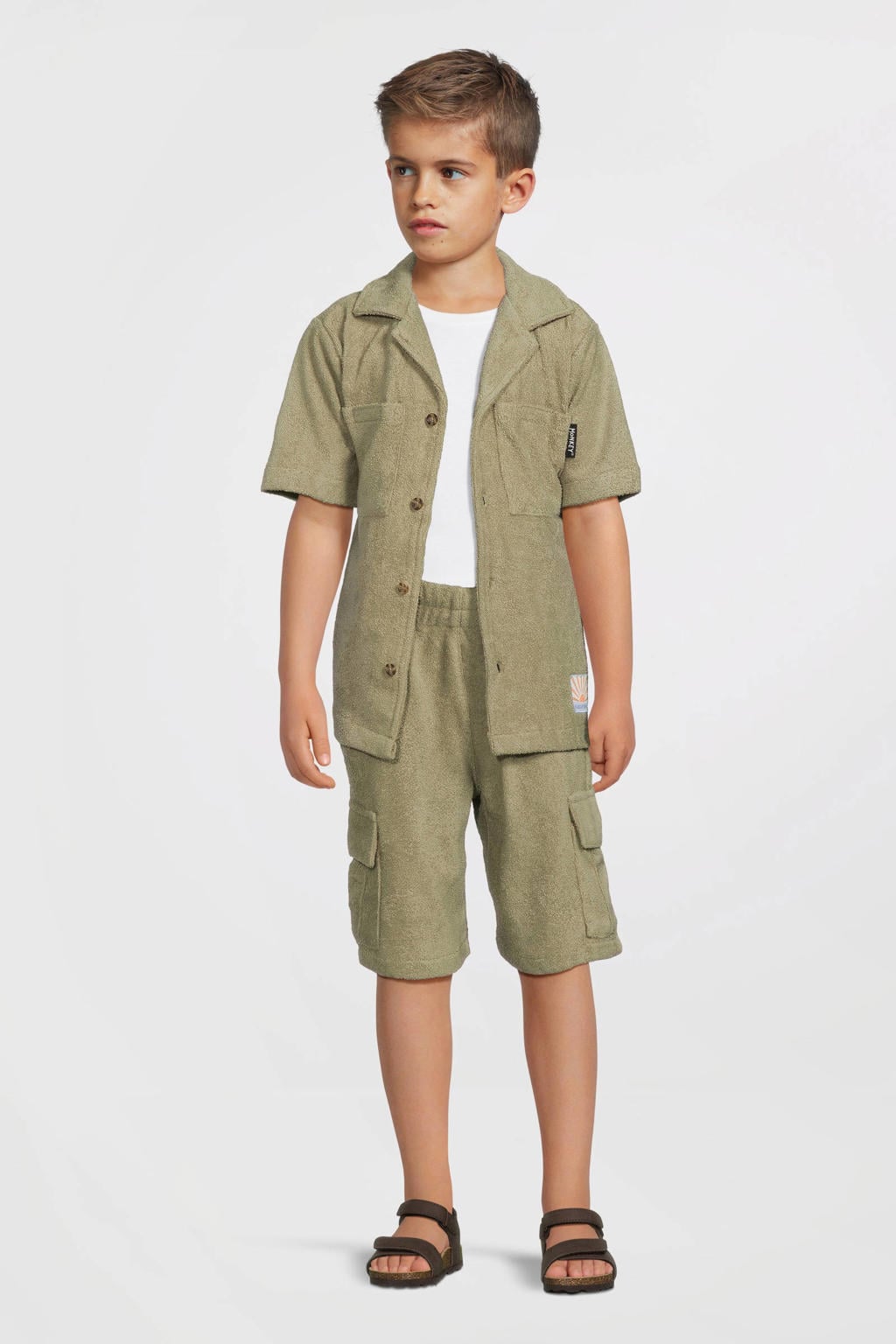 Me & My Monkey overhemd van badstof khaki