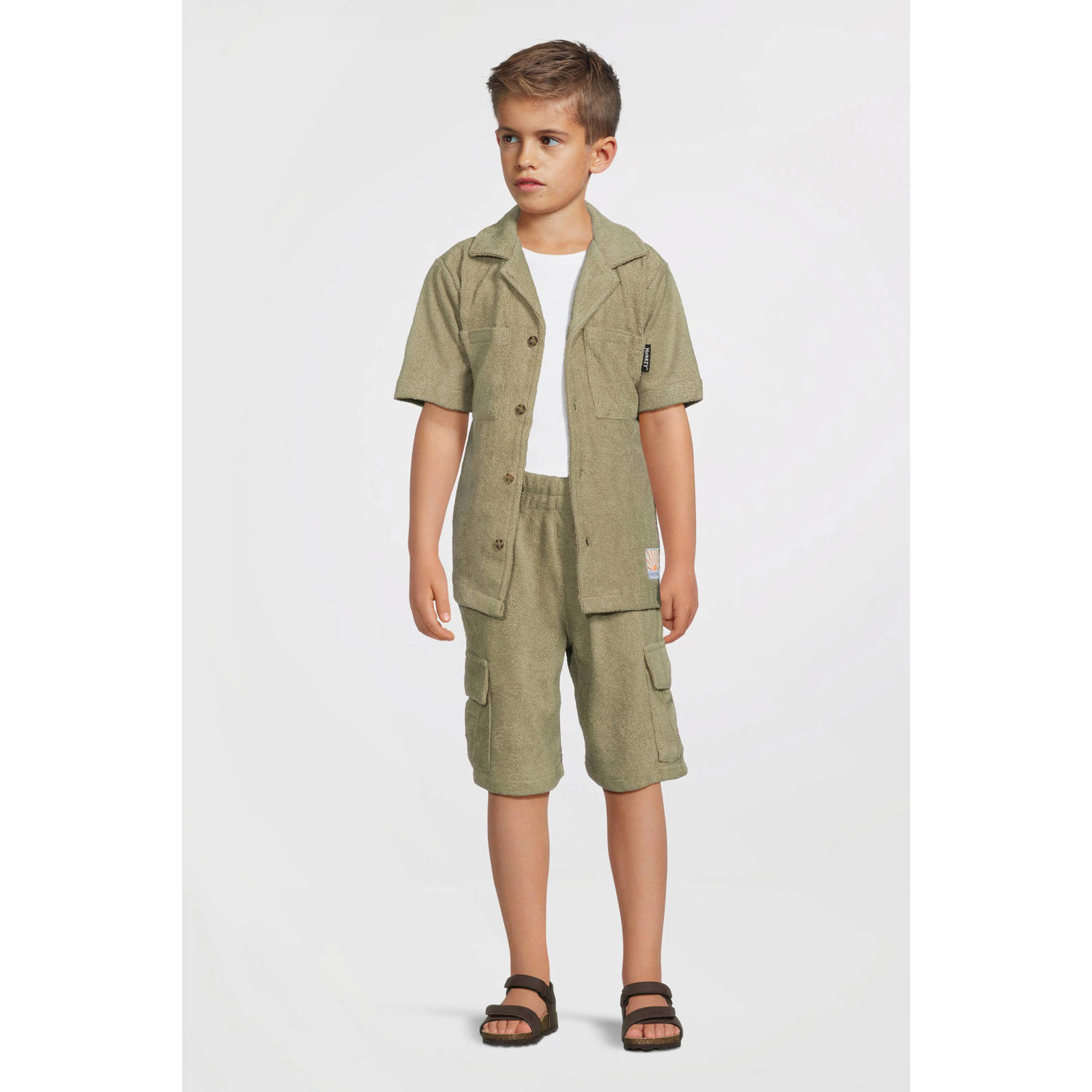 Me & My Monkey overhemd van badstof khaki