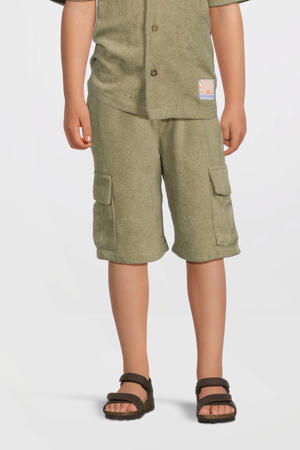 short van badstof khaki
