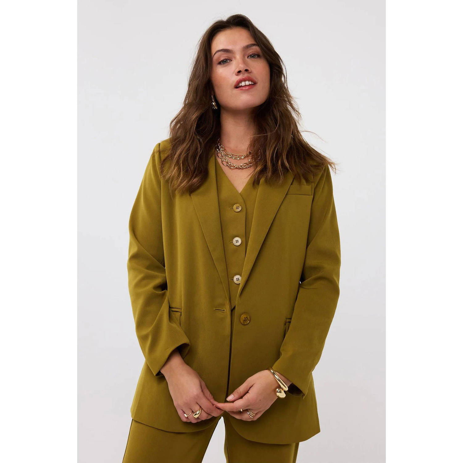 Ydence regular blazer olijfgroen