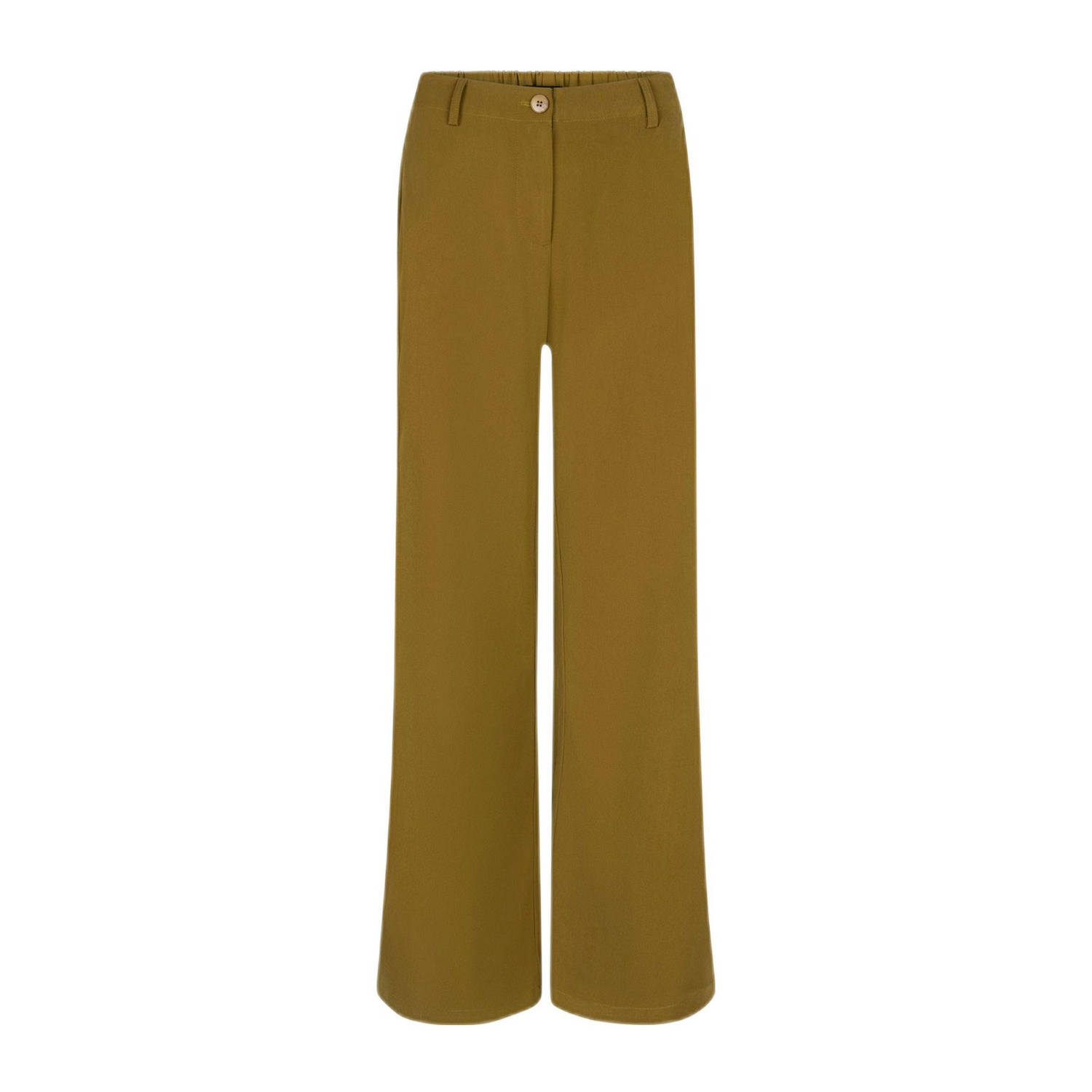 Ydence wide leg pantalon olijfgroen regular lengte