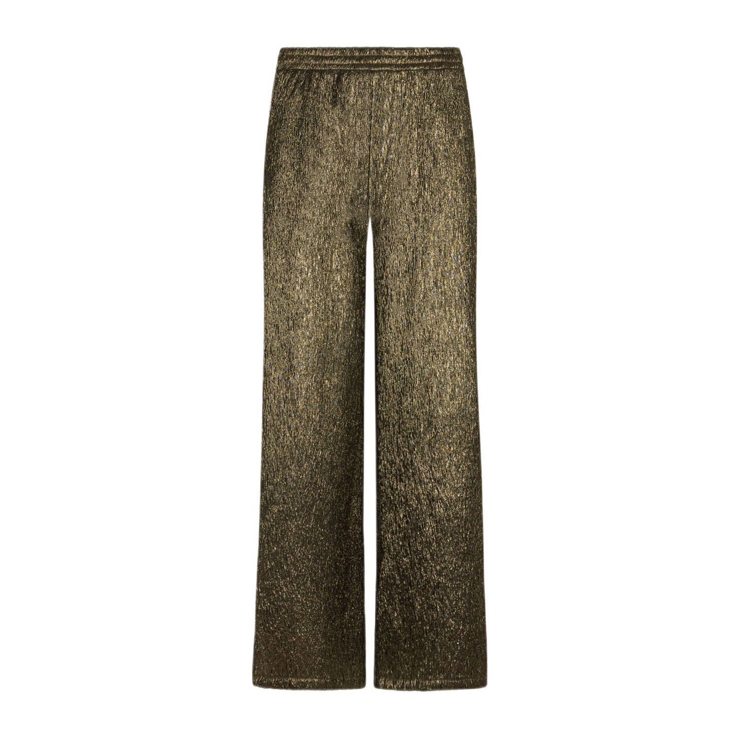 Ydence wide leg broek met lurex goud
