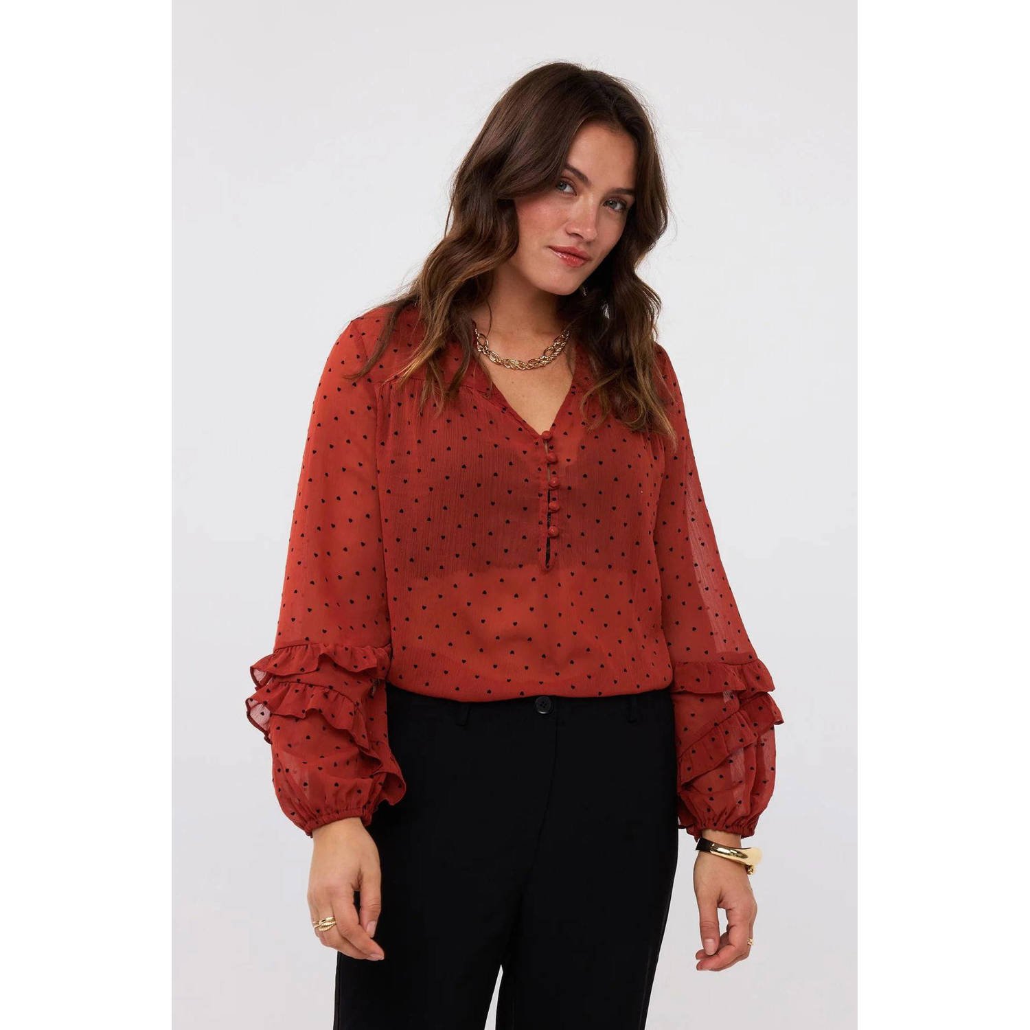 Ydence blouse roodbruin
