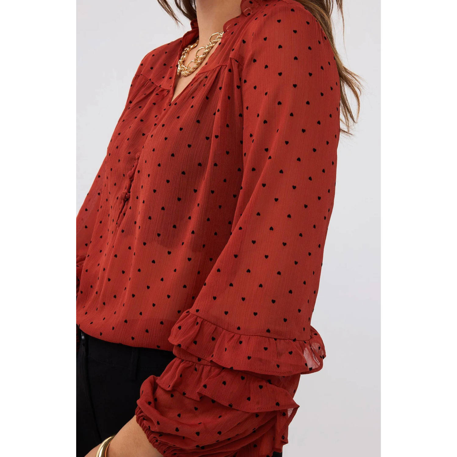 Ydence blouse roodbruin