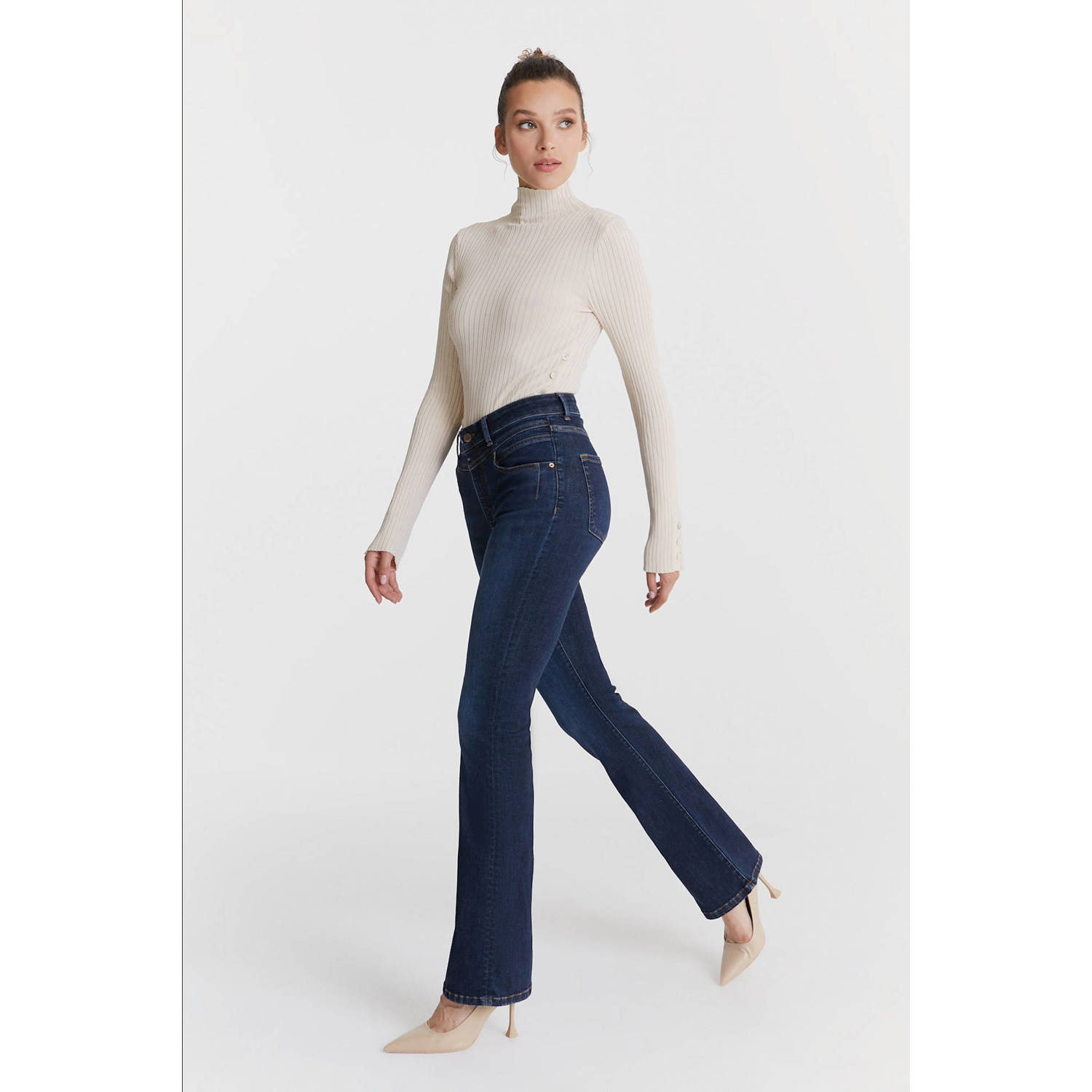 Cup of Joe Denim high flared jeans dark blue denim