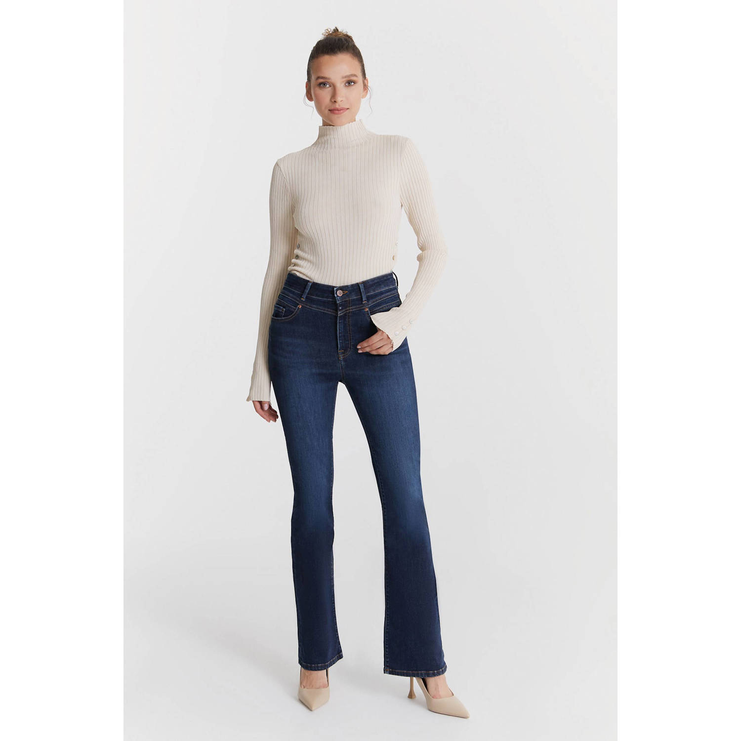 Cup of Joe Denim high flared jeans dark blue denim