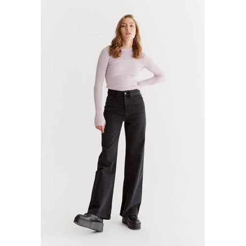 Cup of Joe Denim high wide leg jeans black denim afbeelding