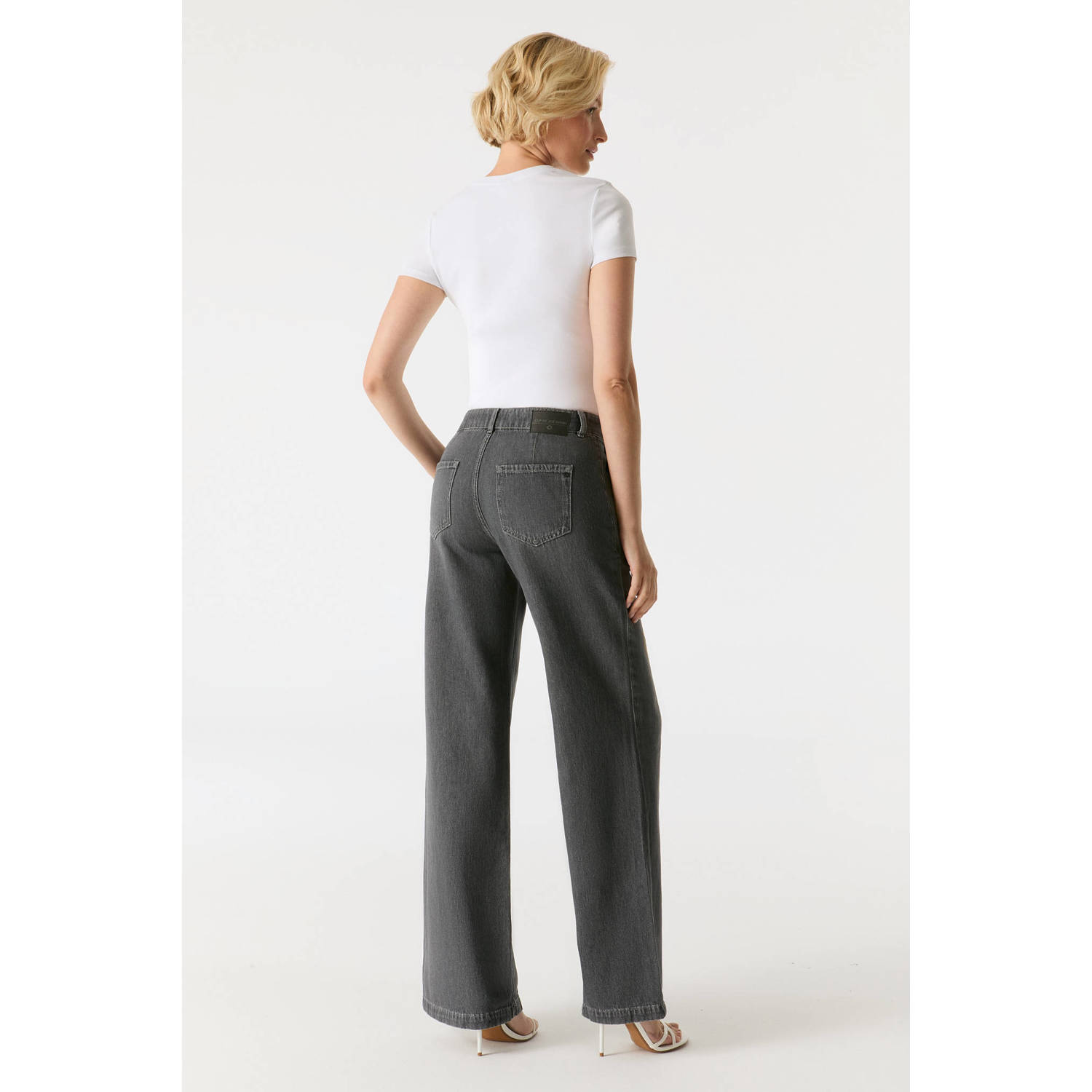 Cup of Joe Denim regular wide leg jeans grey denim