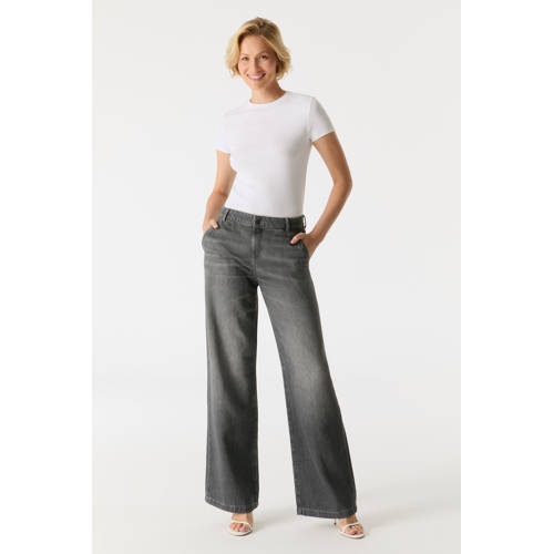 Cup of Joe Denim regular wide leg jeans grey denim afbeelding
