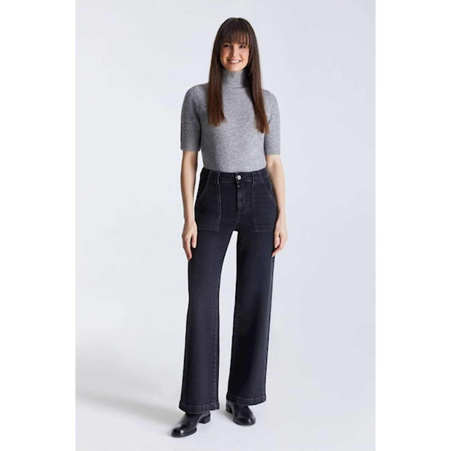 Cup of Joe Denim high wide leg jeans black denim