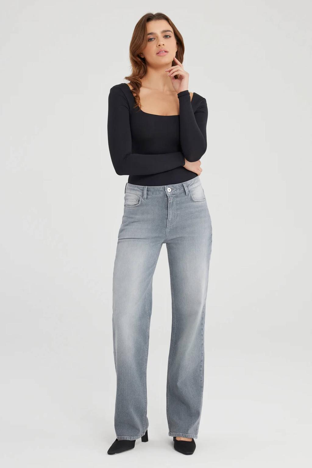 Cup of Joe Denim high straight leg jeans grey denim