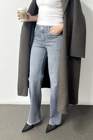 high straight leg jeans grey denim