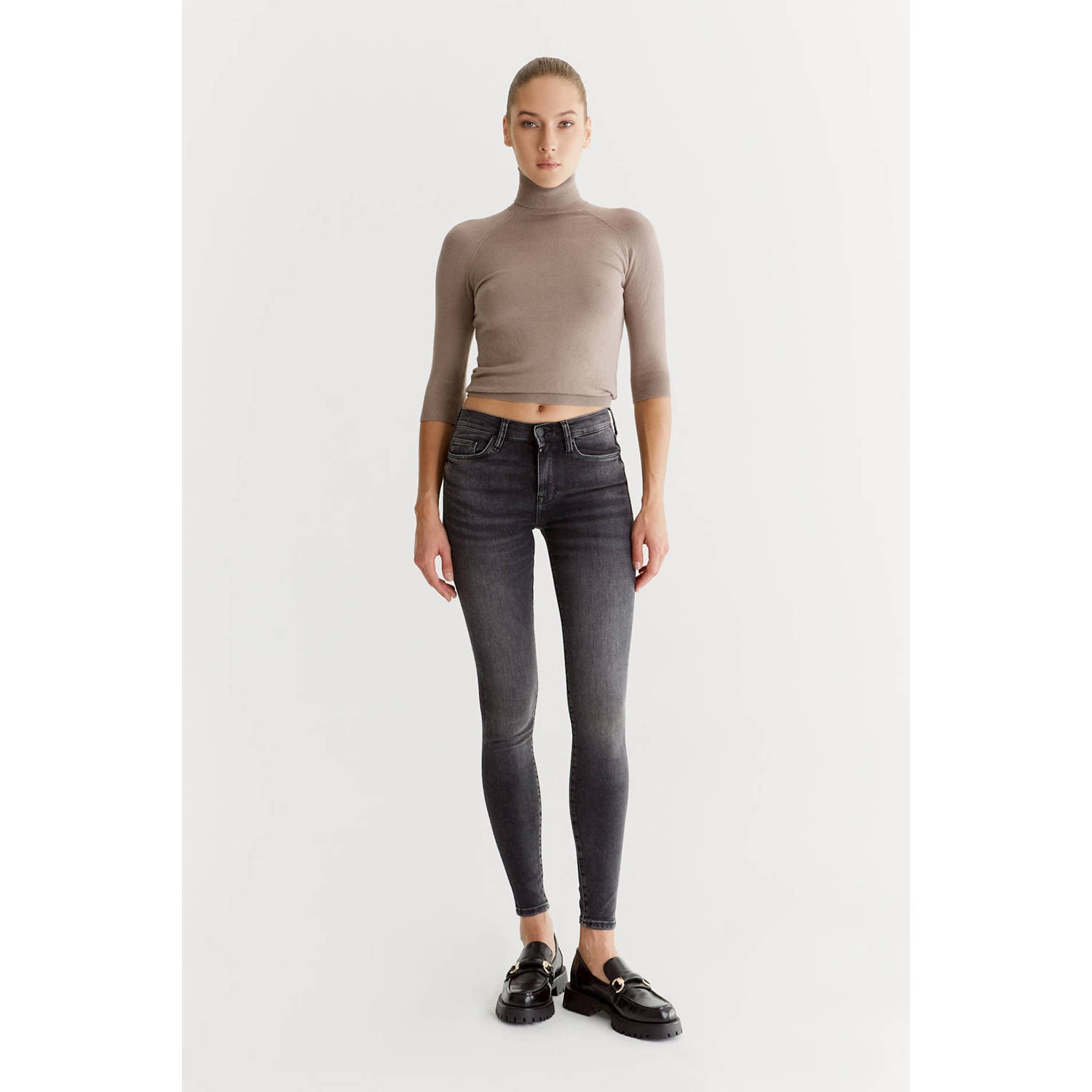 Cup of Joe Denim high waist super skinny jeans grey denim
