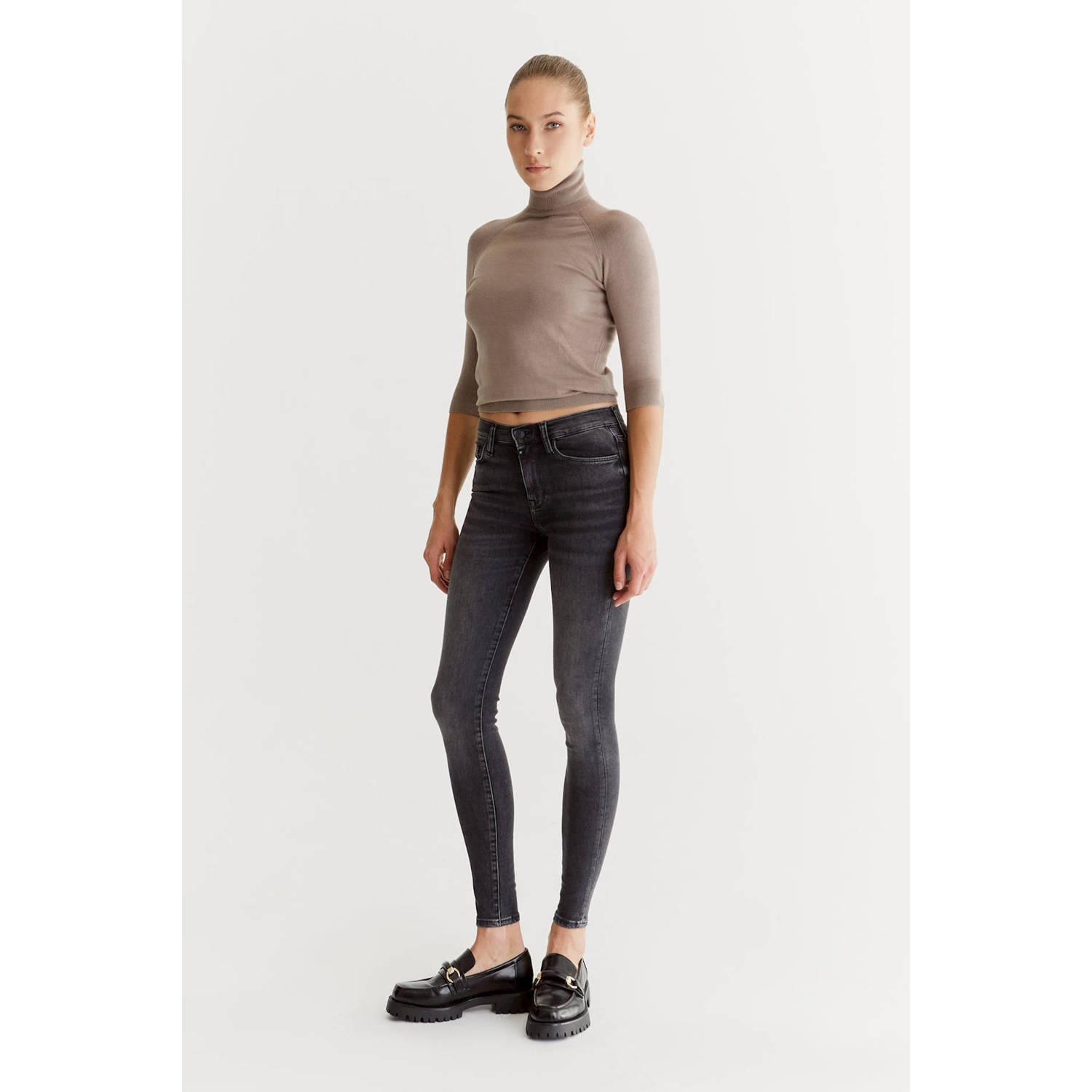 Cup of Joe Denim high waist super skinny jeans grey denim