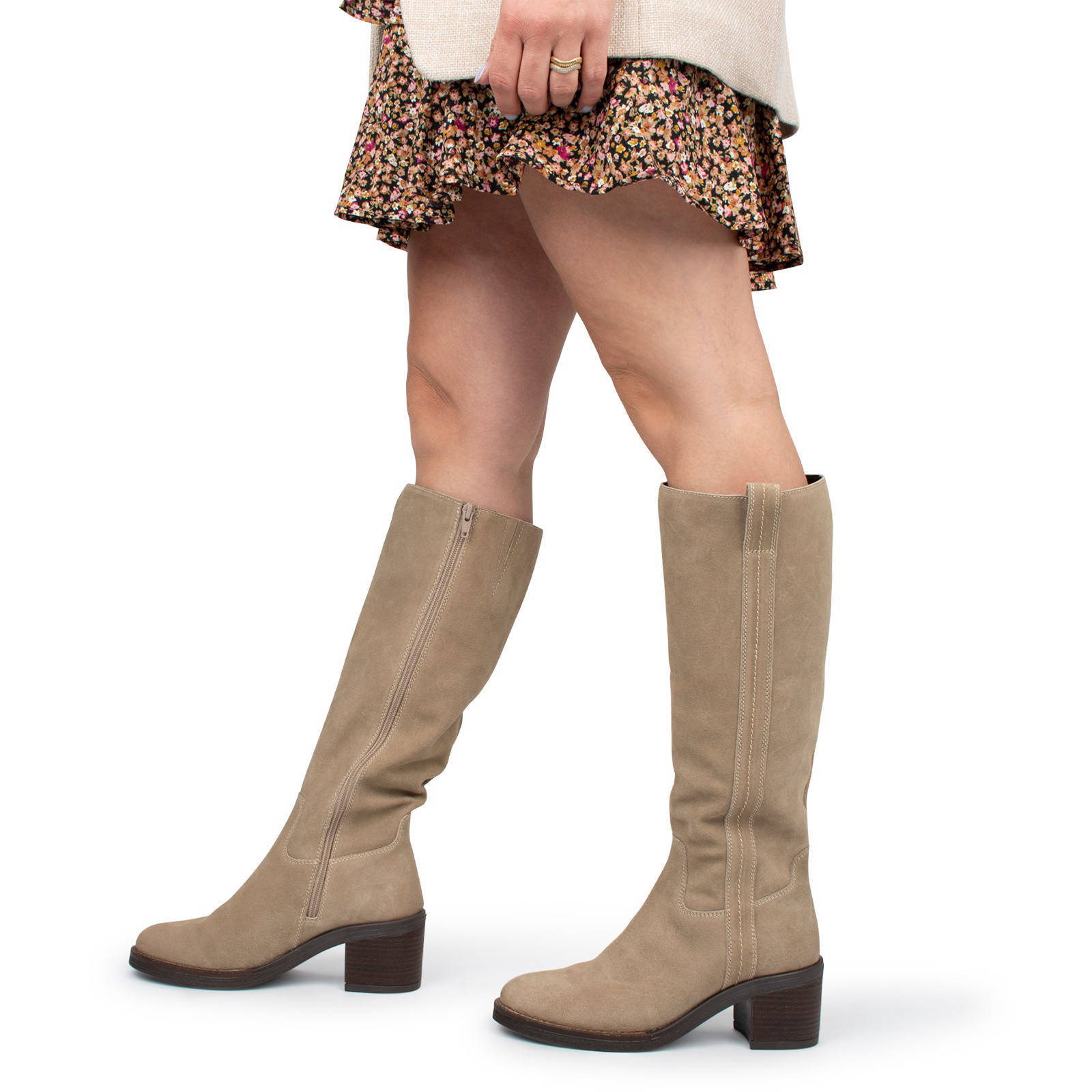 PS Poelman Lina suède hoge laarzen beige | wehkamp