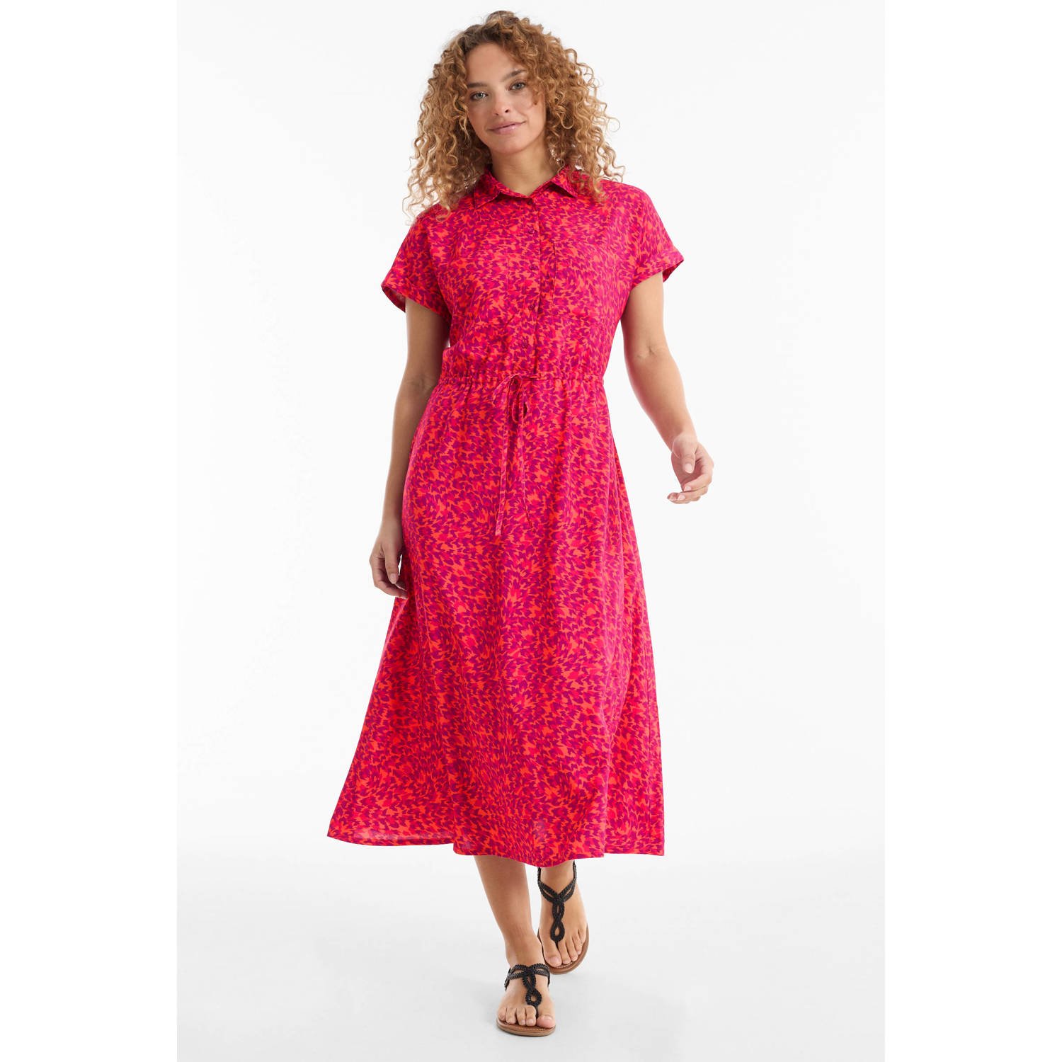 Anytime blousejurk met all over print roze paars