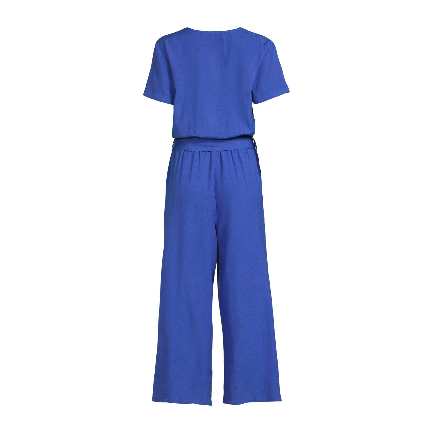 anytime linnen jumpsuit blauw