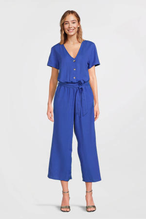 linnen jumpsuit blauw