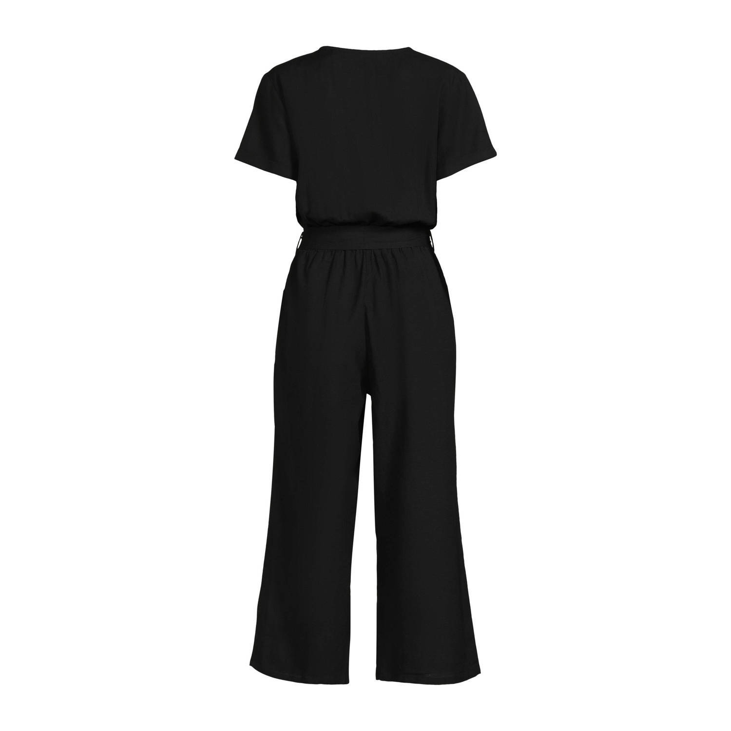 anytime linnen jumpsuit zwart