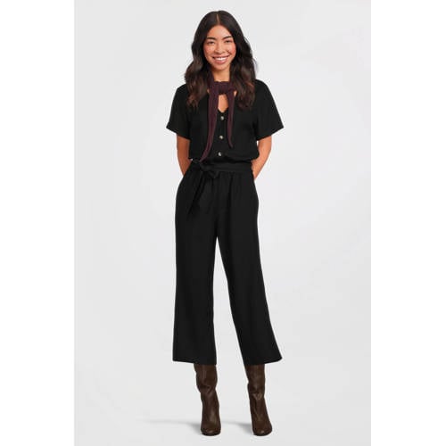Anytime jumpsuit met linnen zwart afbeelding