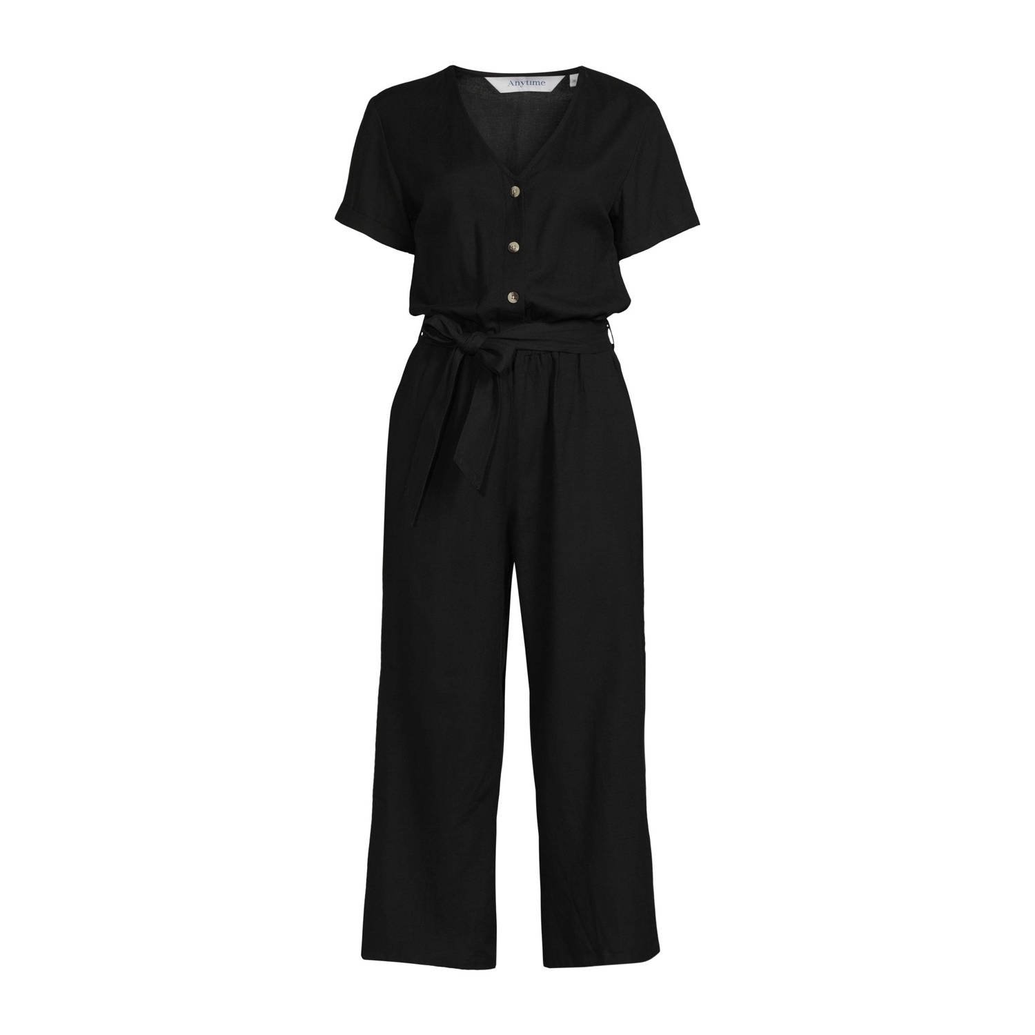 Anytime linnen jumpsuit zwart